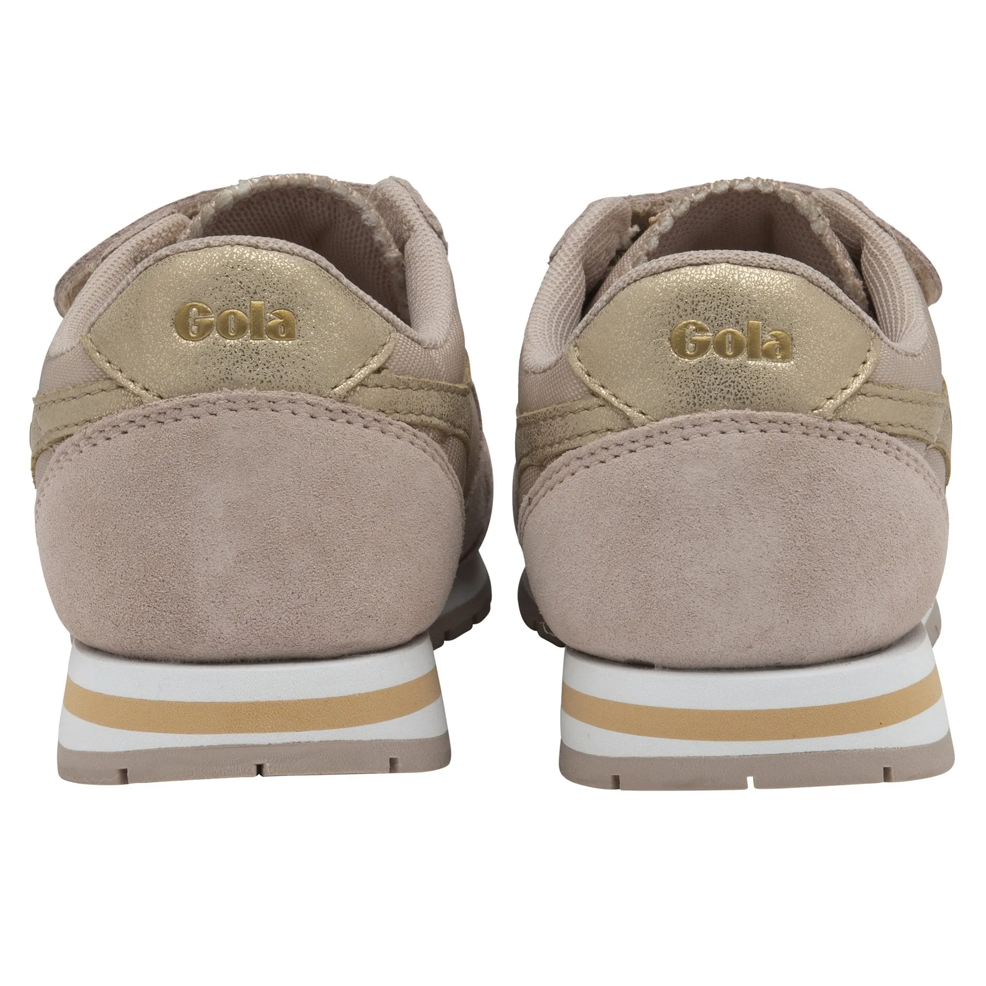 Gola Daytona Mirror Strap Kids Blossom and Gold Leather & Textile Touch Fastening Trainers