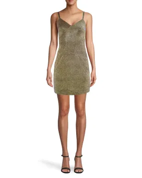 GOLD SPARKLE SPAGHETTI STRAP MINI DRESS in IRIDESCENT GOLD