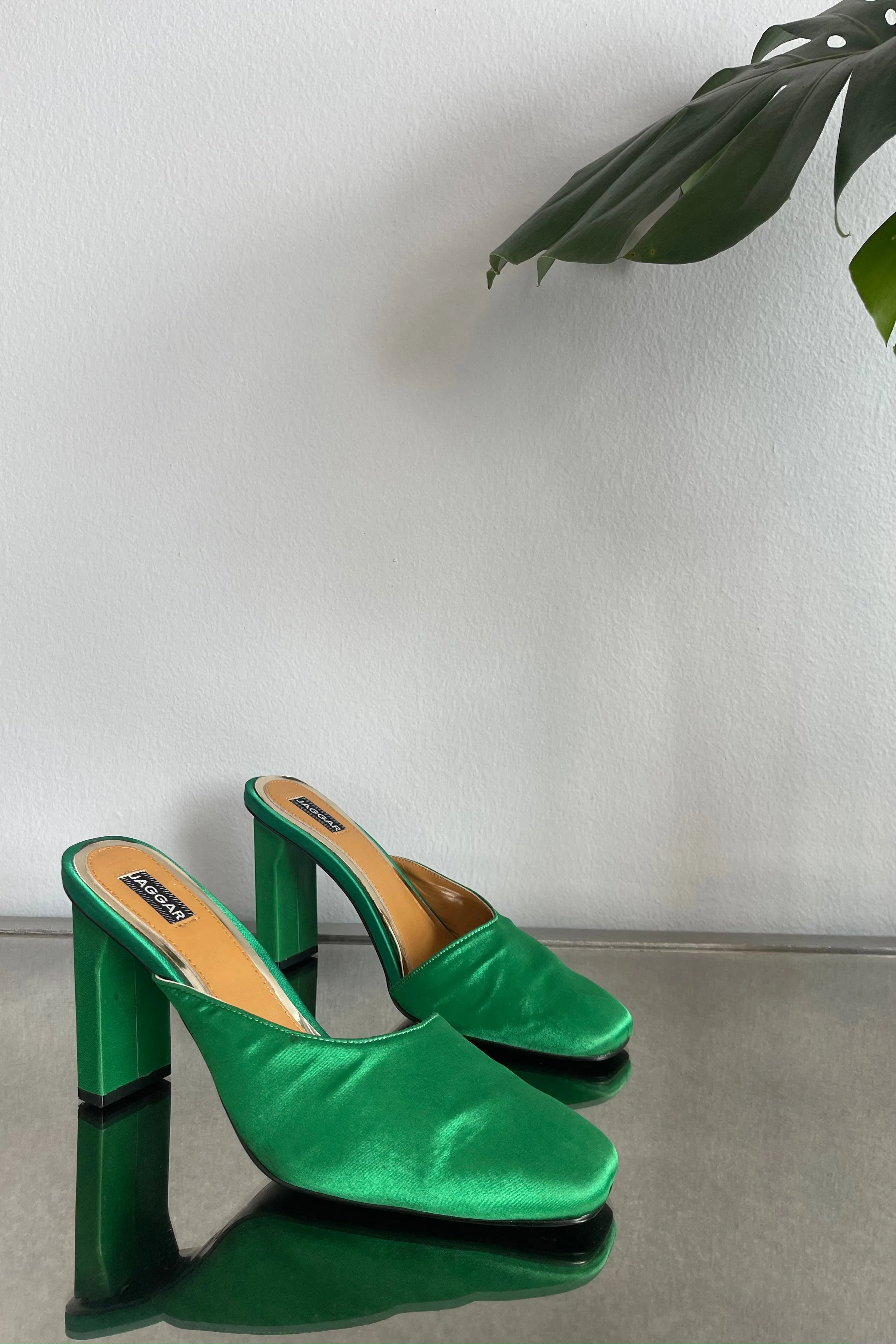 Green Satin Sandals / Size 39