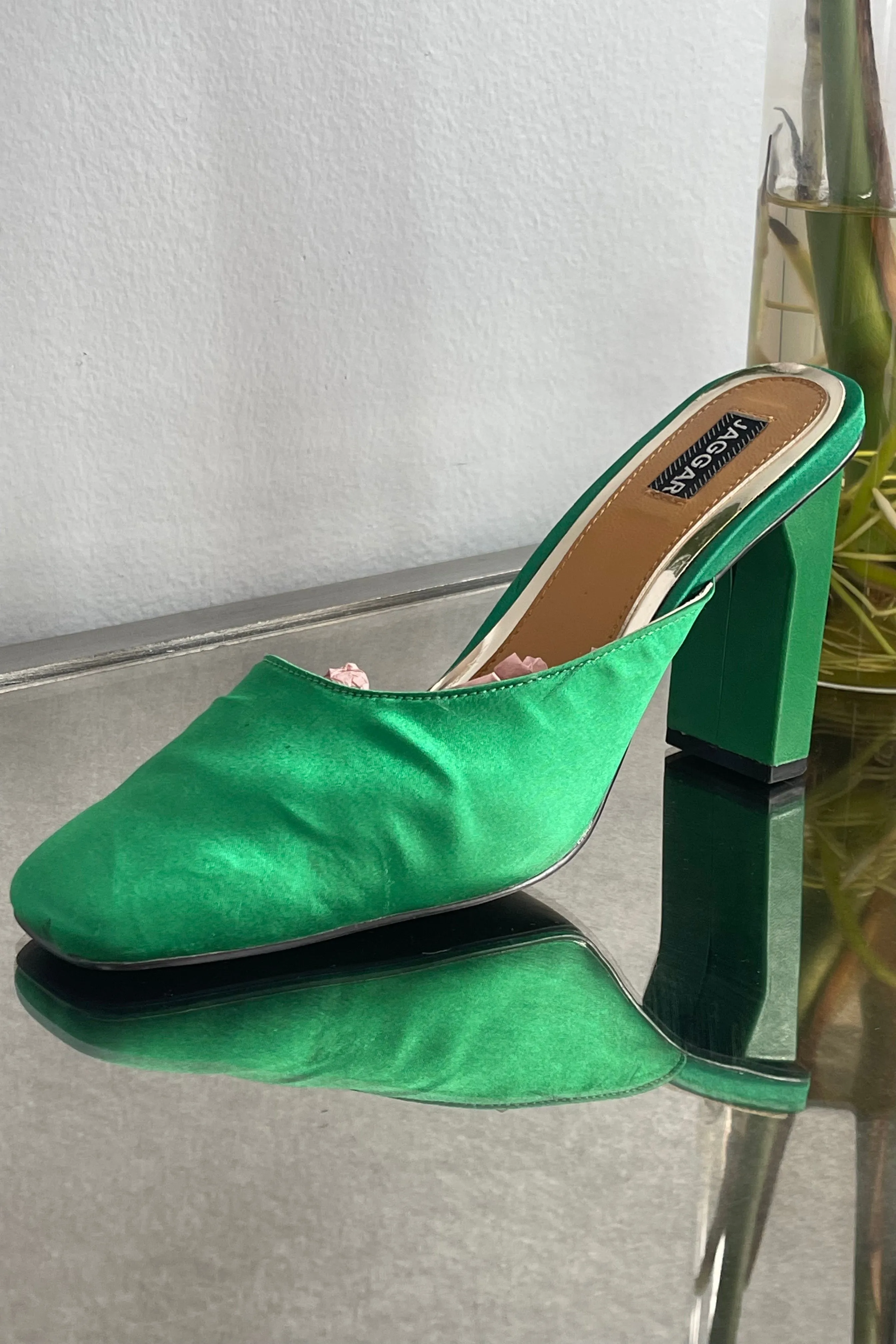 Green Satin Sandals / Size 39