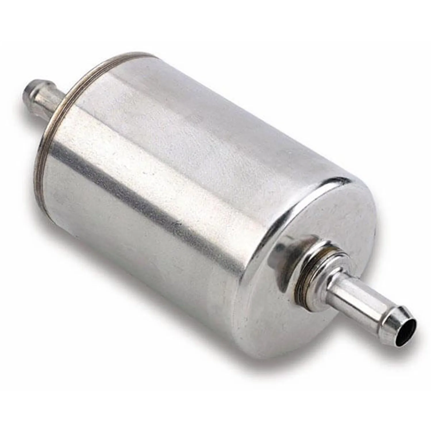 Holley EFI Fuel Filter - 10 Micron - Stainless Element - 3/8" Hose Barb Inlet - 3/8" Hose Barb Outlet - 3/8" x 20 Rubber Hose/Fittings