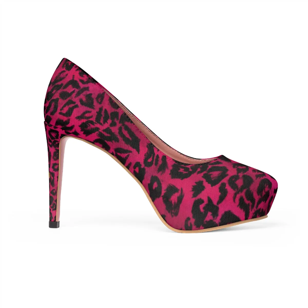 Hot Pink Leopard Heels, Animal Print Women's Platform Heels Pumps Shoes (US Size: 5-11)