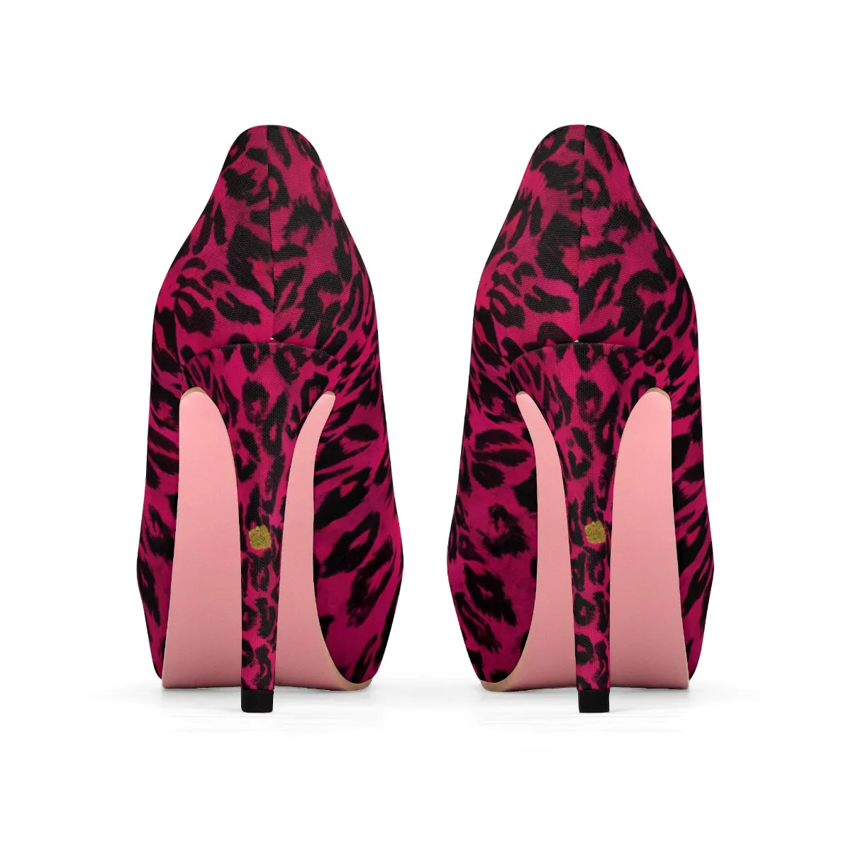 Hot Pink Leopard Heels, Animal Print Women's Platform Heels Pumps Shoes (US Size: 5-11)