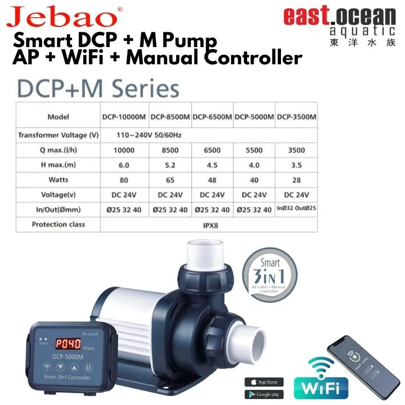 JEBAO DCP M Smart Pump (Wifi, App & Manual Control) - (DCP3500M / DCP5000M / DCP6500M /  DCP8500M / DCP10000M)