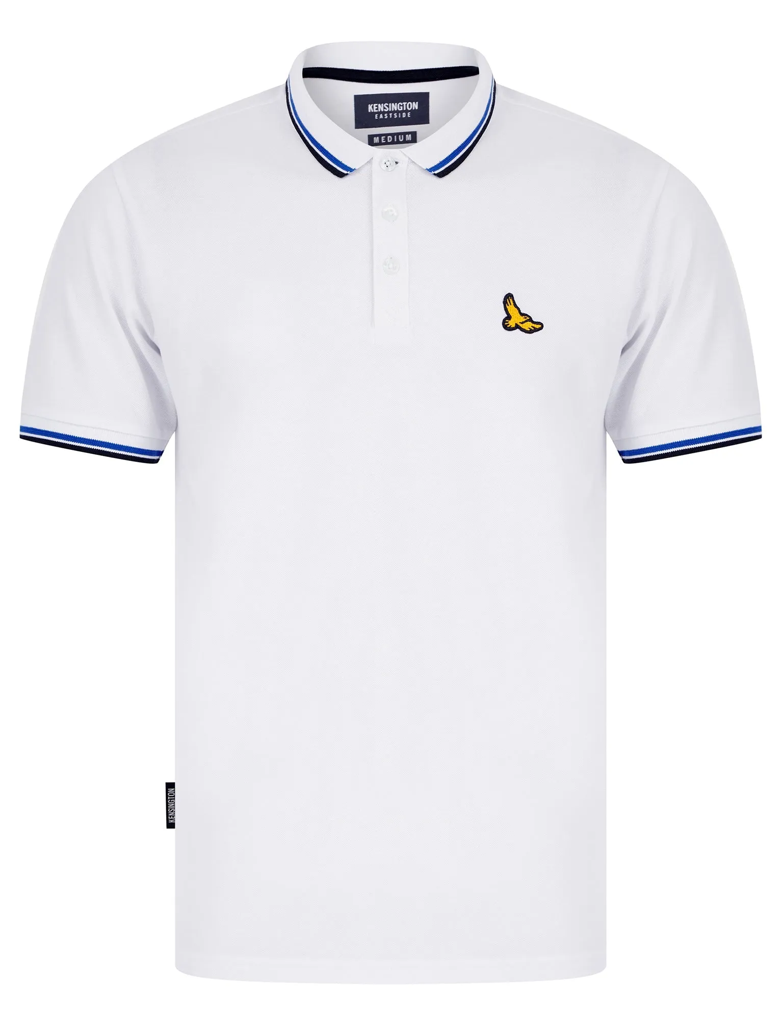 Jerry Cotton Pique Polo Shirt with Tipping in Bright White - Kensington Eastside