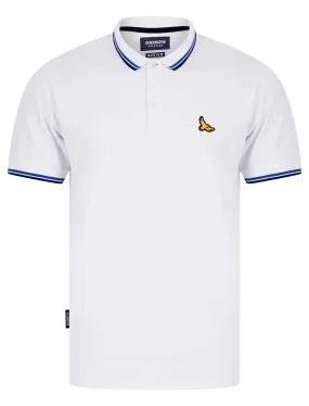 Jerry Cotton Pique Polo Shirt with Tipping in Bright White - Kensington Eastside