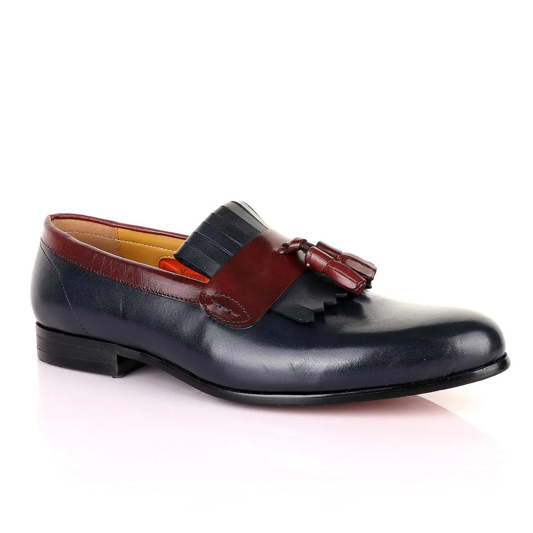 John Mendson Welted Crafted Blue and Brown tassel Loafers Shoe