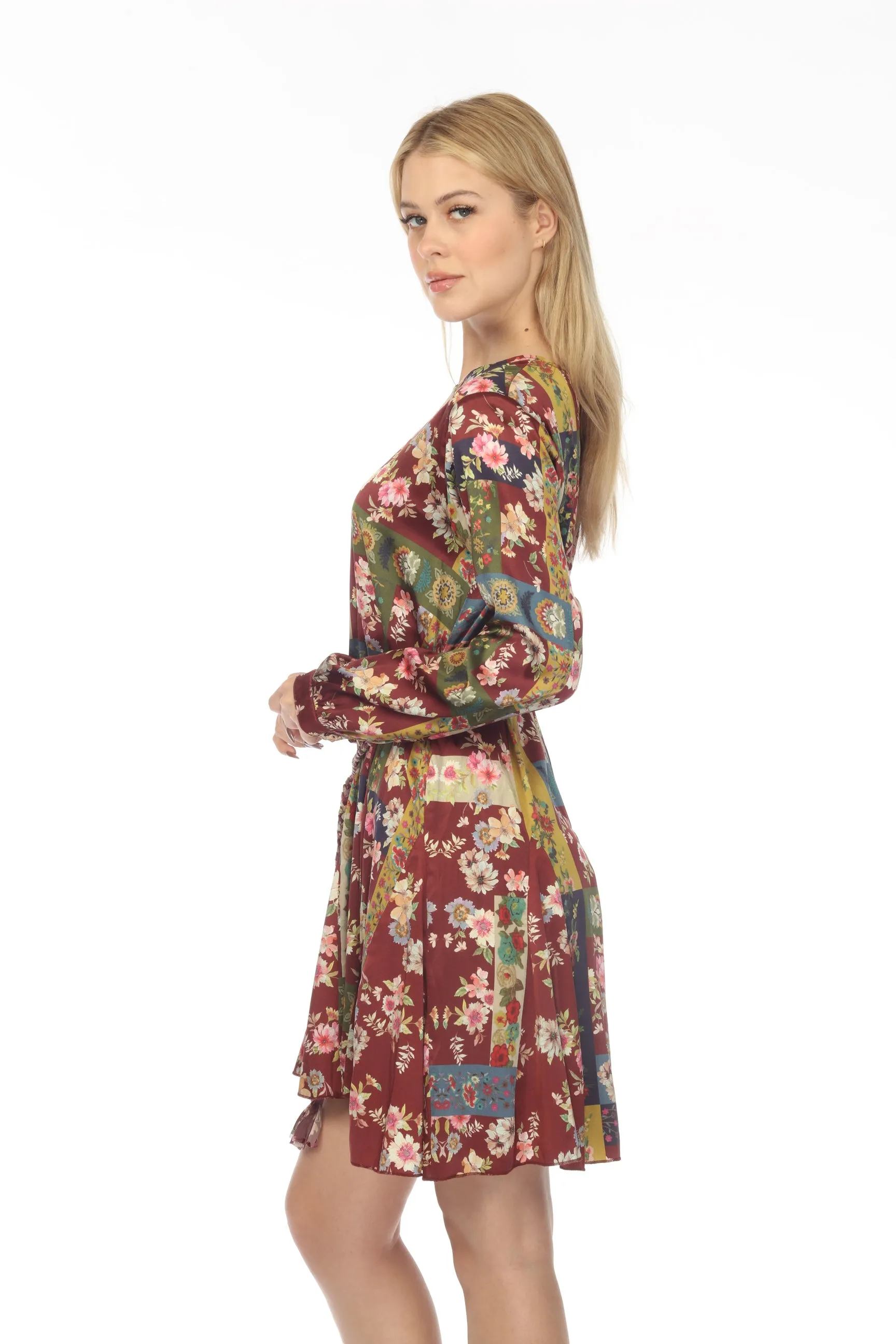 Johnny Was Laurie Pippa Silk Floral Belted Mini Dress Boho Chic C33822A8