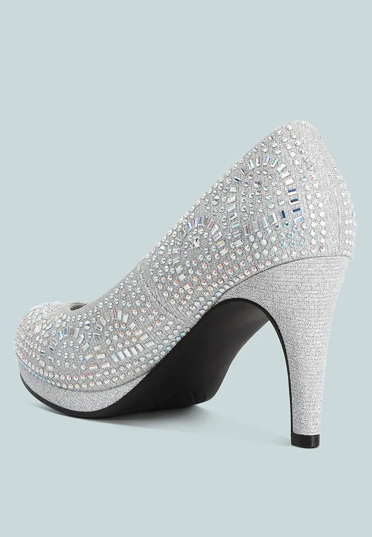 Jolly Exquisite Rhinestone-Embellished Stiletto Pumps