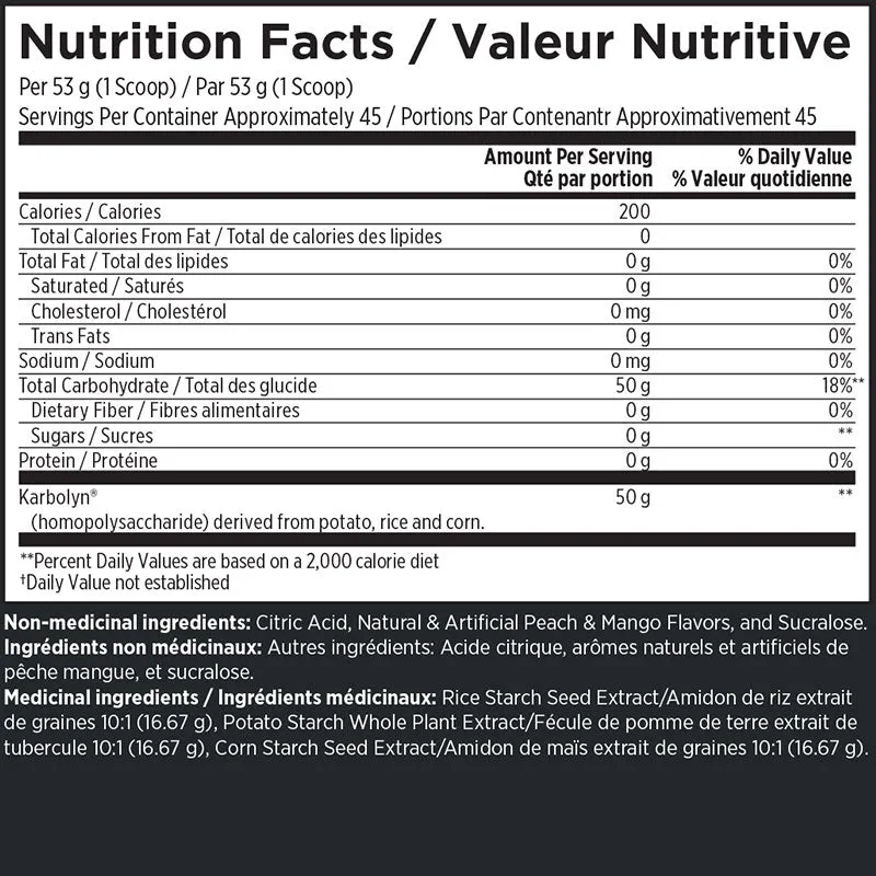 Karbolyn Fuel, Performance Carb, Peach Mango