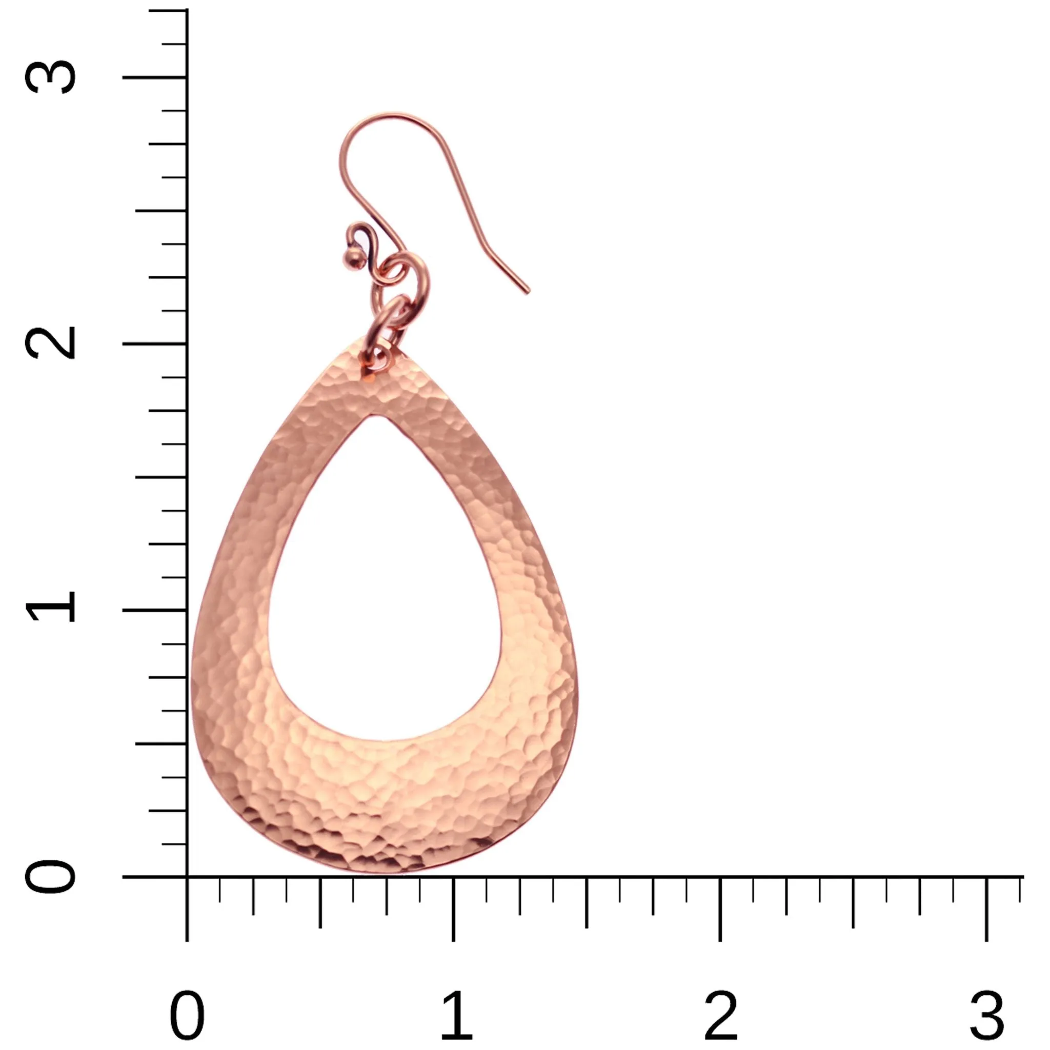 Large Hammered Copper Open Teardrop Earrings