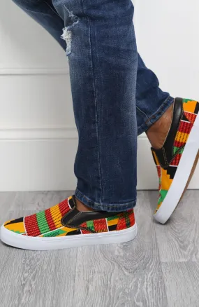 African Print Ankara Slip-on Sneakers for Men - Casual Trainer in KUMASI Style