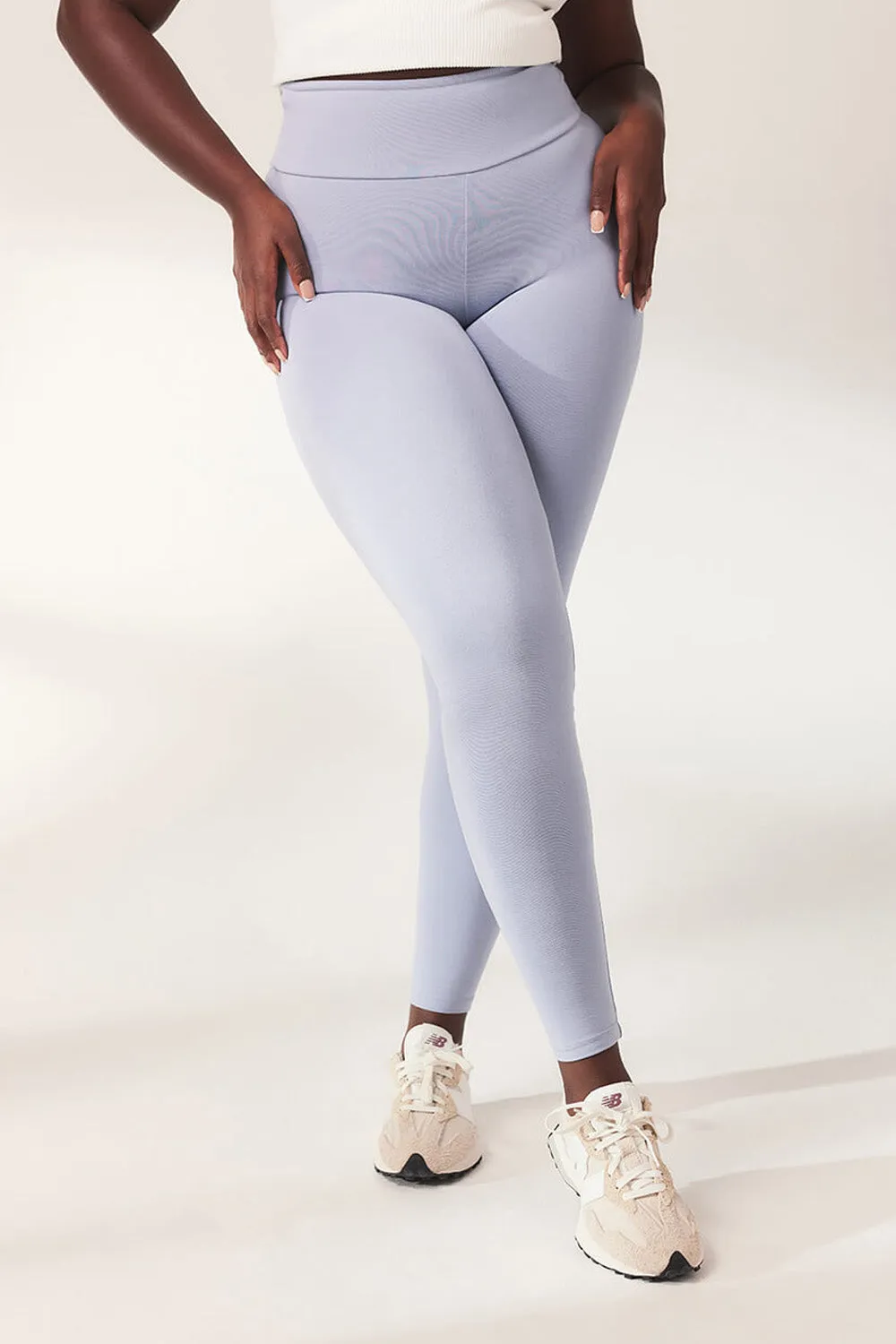 Lightweight Everyday High Waisted Leggings - Powder Blue