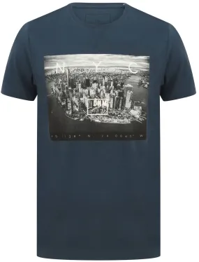 Lori NYC Skyscraper Motif Cotton Jersey T-Shirt In Sargasso Blue - Dissident