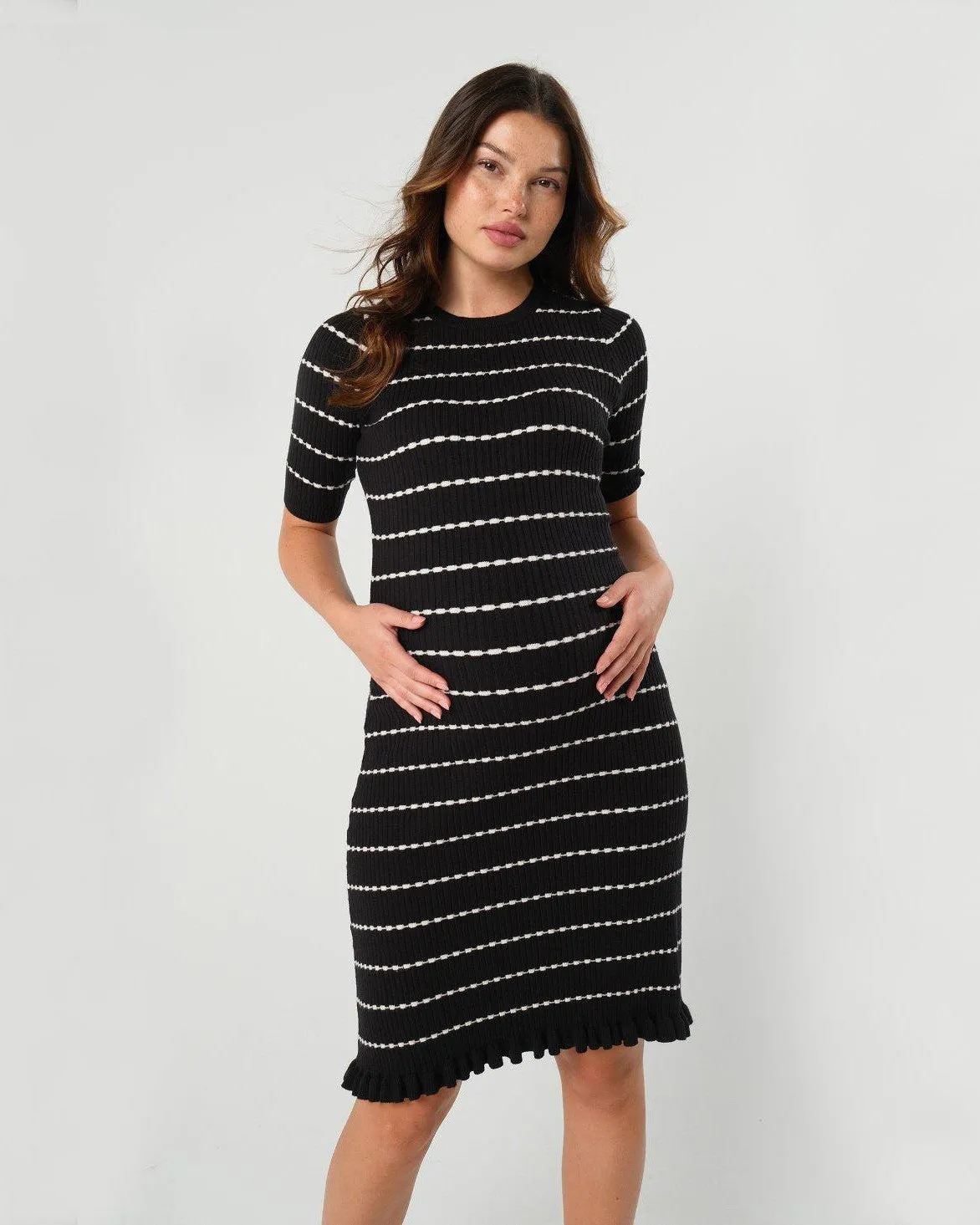 Louie Striped Knit Maternity & Nursing Dress