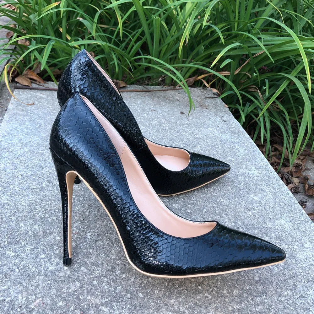 Luxe Croc Embossed Pointed Toe Party Pumps