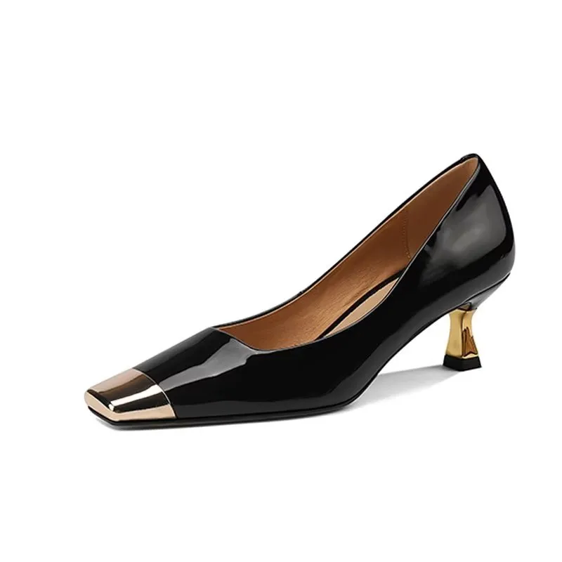 LuxLeather Chic Square Toe Pumps