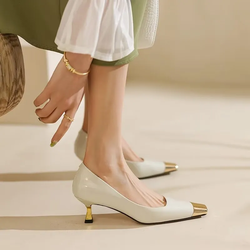 LuxLeather Chic Square Toe Pumps