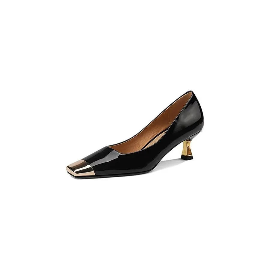 LuxLeather Chic Square Toe Pumps