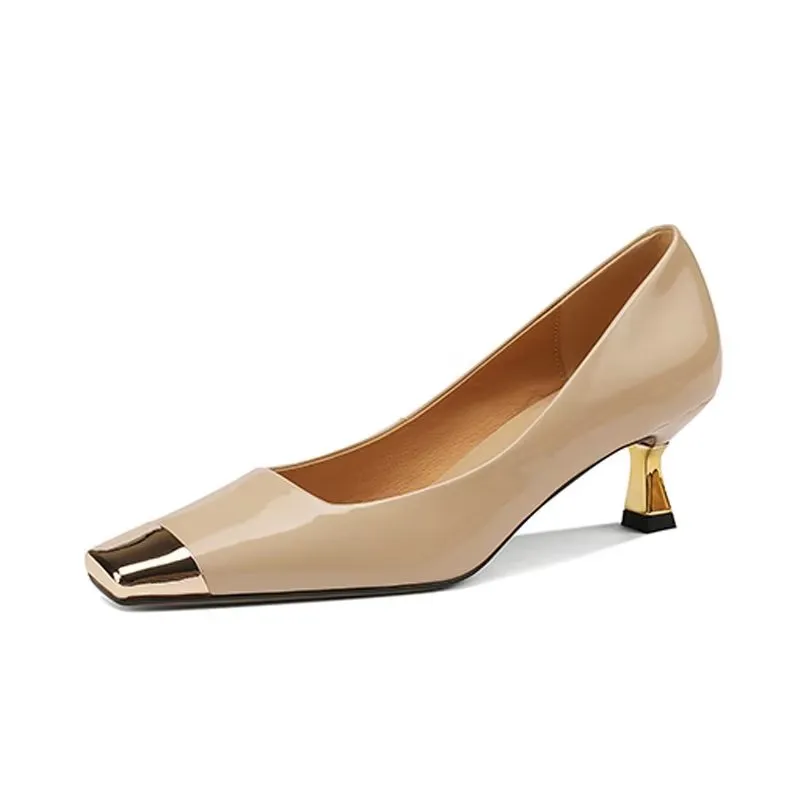 LuxLeather Chic Square Toe Pumps