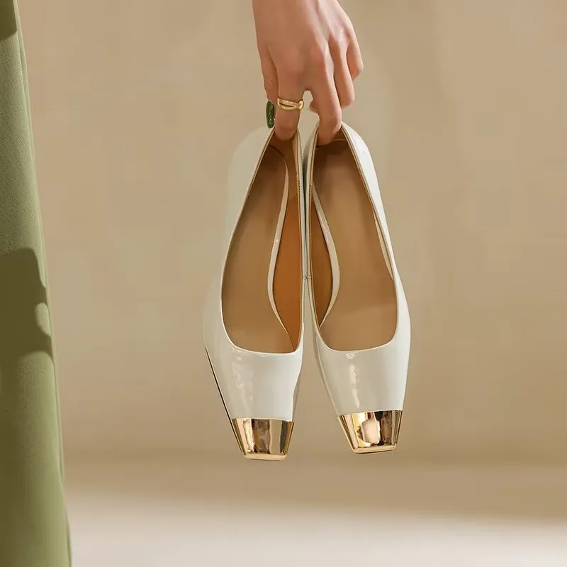 LuxLeather Chic Square Toe Pumps