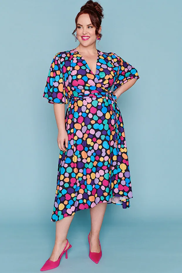 Mandy Rainbow Pebble Spots Wrap Dress