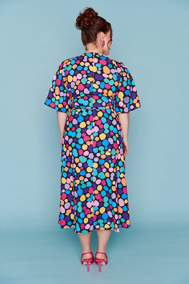 Mandy Rainbow Pebble Spots Wrap Dress