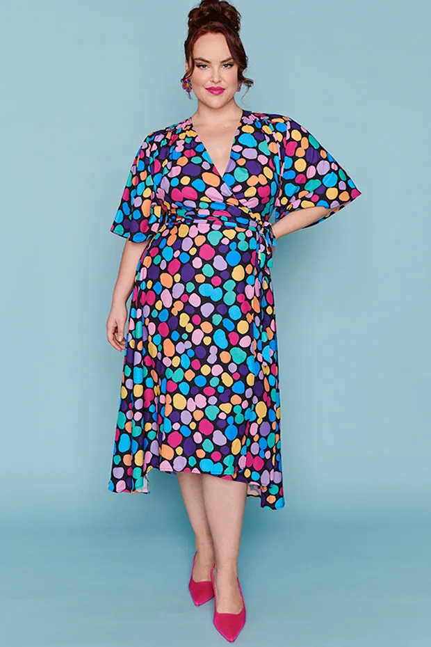 Mandy Rainbow Pebble Spots Wrap Dress