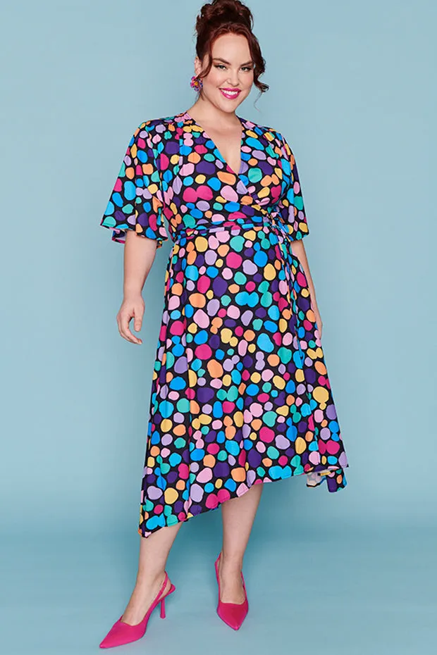 Mandy Rainbow Pebble Spots Wrap Dress