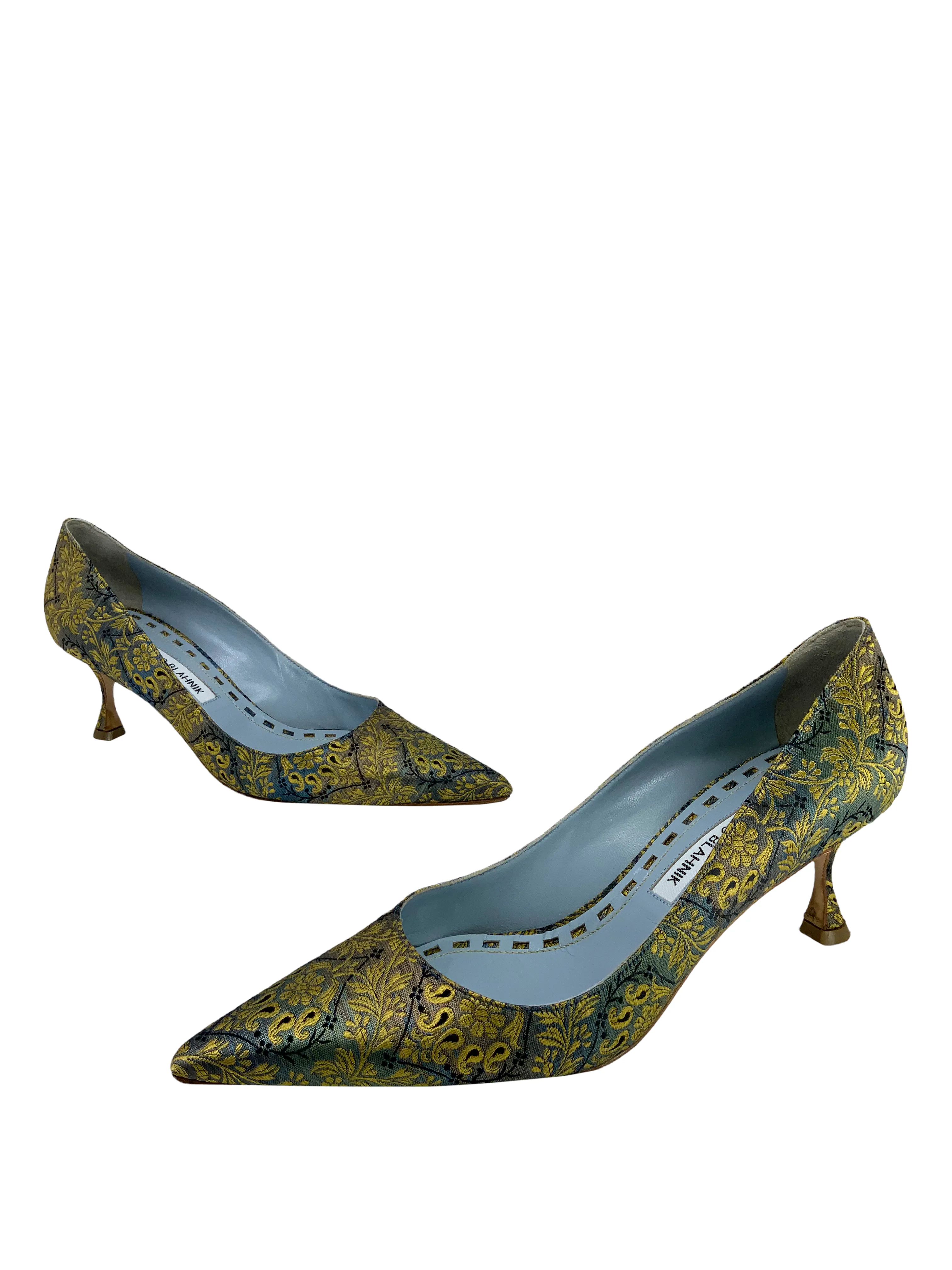 Manolo Blahnik Paisley Satin Tradimod Pumps Size 8