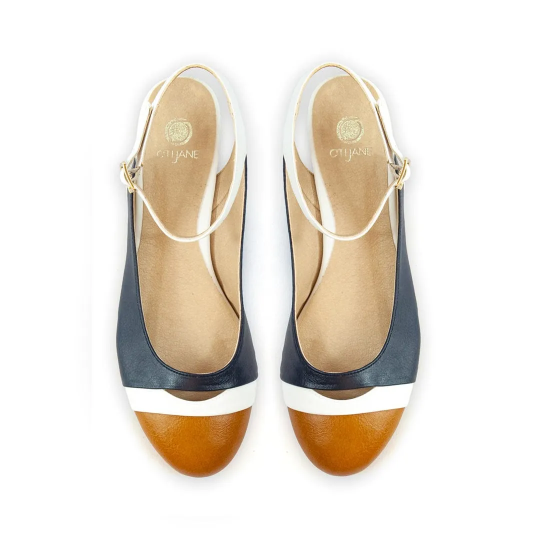 Mariola Vegan Corn Leather Slingback Pumps | Navy