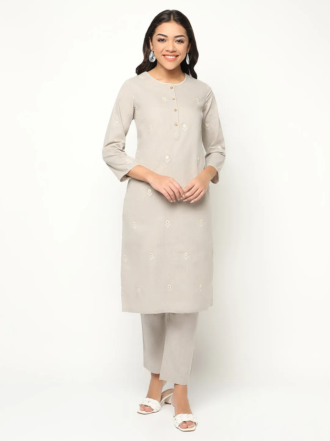 Mint Cream Kurta Set