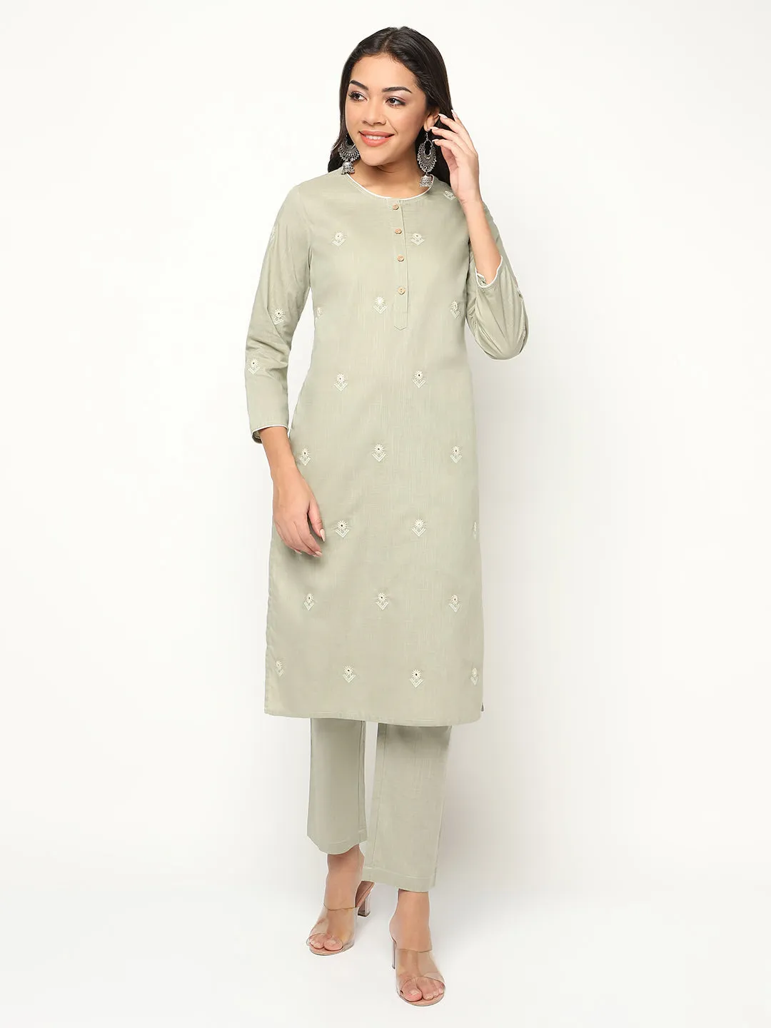 Mint Cream Kurta Set