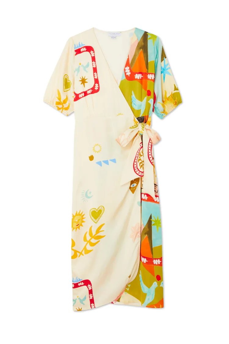 Multi Sundazed Summer Vienna Wrap Dress