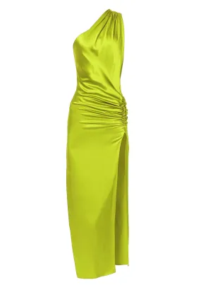 Nereides Asymmetric Backless Silk Maxi Dress