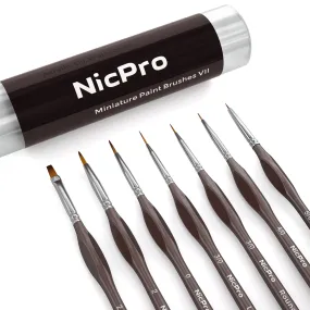 Nicpro 7 PCS Micro Detail Paint Brush Set, Professional Miniaturev Art Painting Brushes for Paint by Number Craft Models Watercolor Oil Acrylic