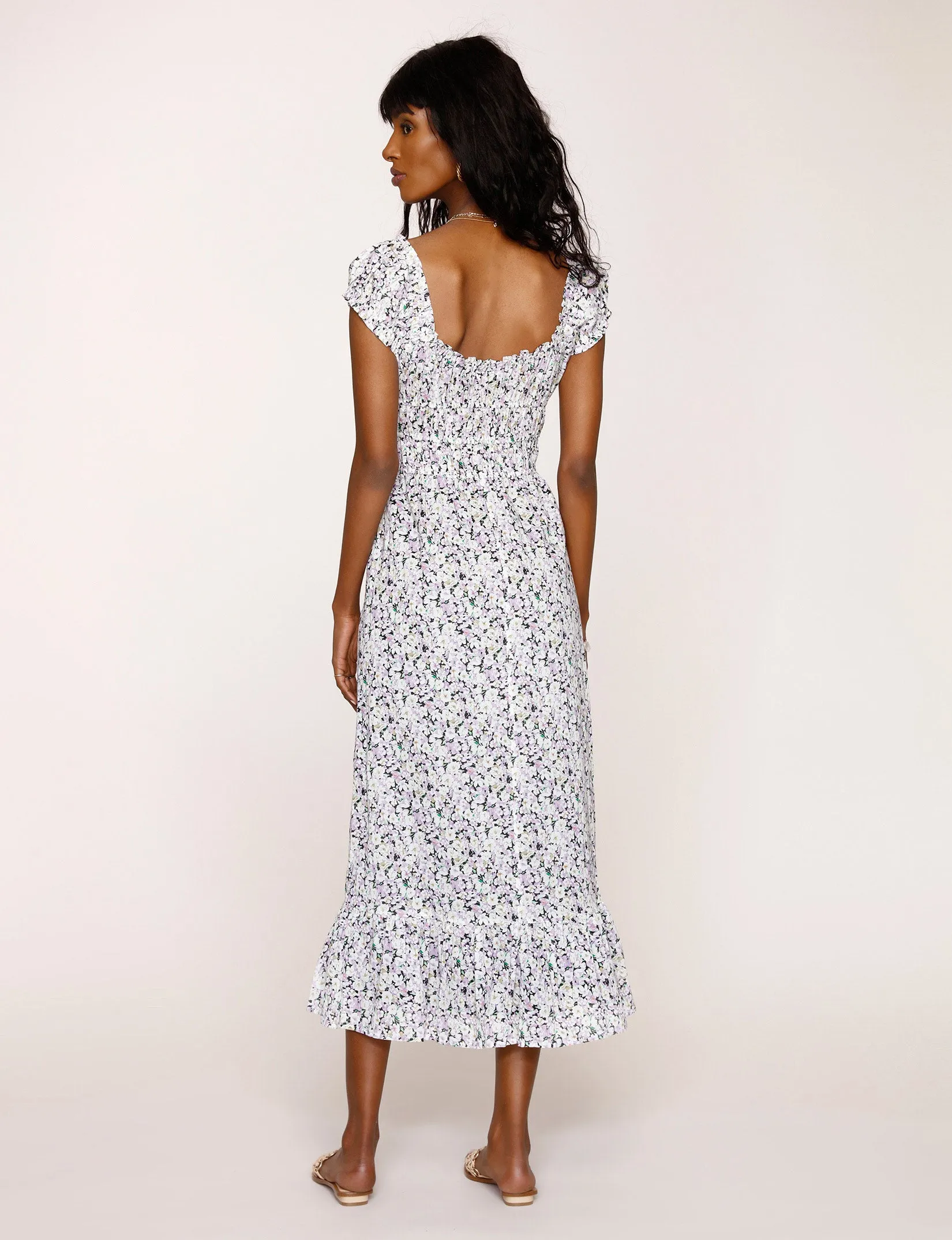 Night Floral Smocked Somerset Midi Dress