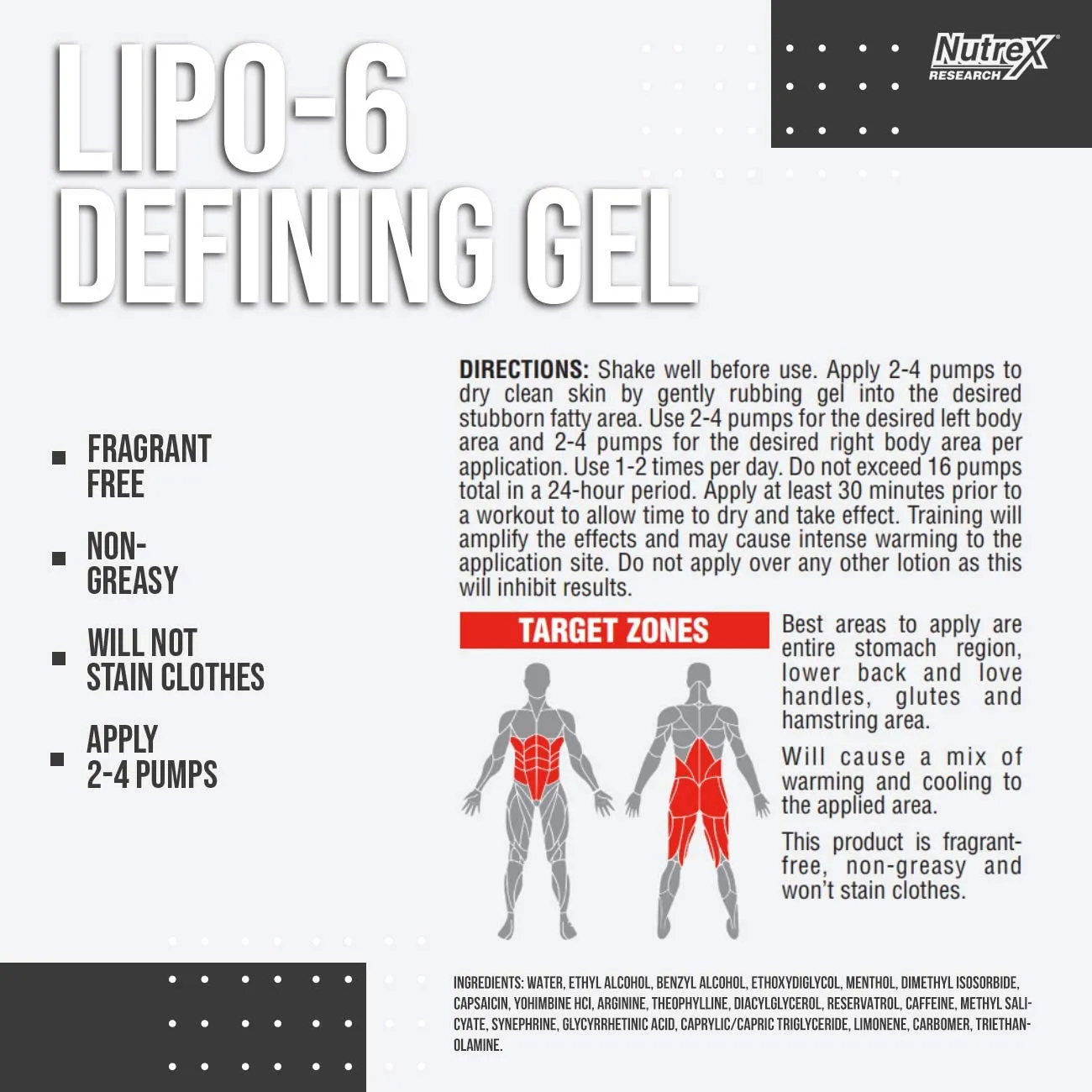 Nutrex Lipo-6 Defining Gel   FREE Waist Trimmer