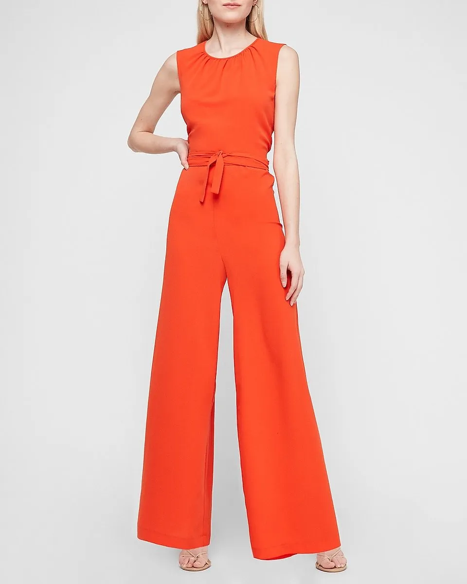 Open Back Wide Leg Jumpsuit in Bold Orange