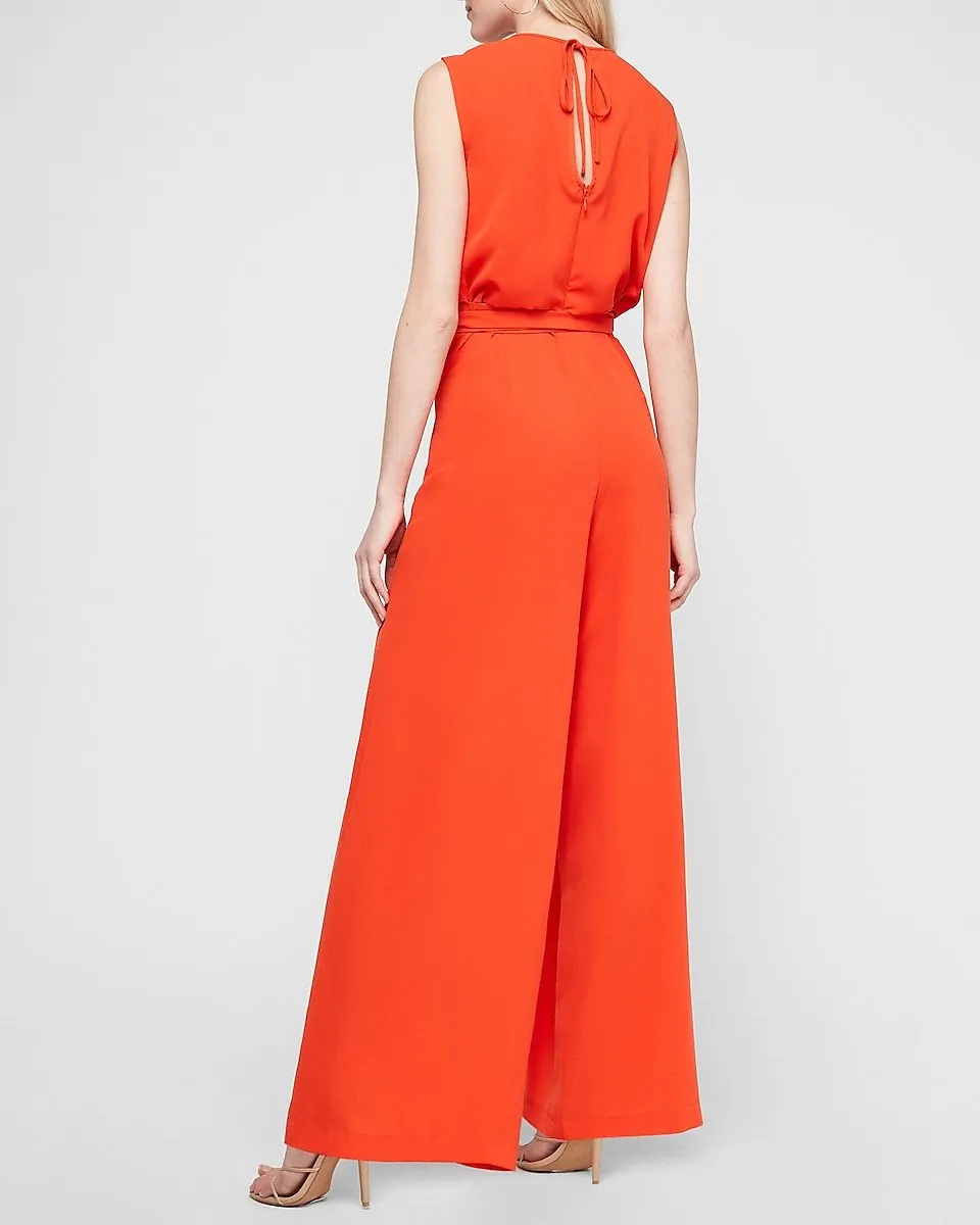 Open Back Wide Leg Jumpsuit in Bold Orange