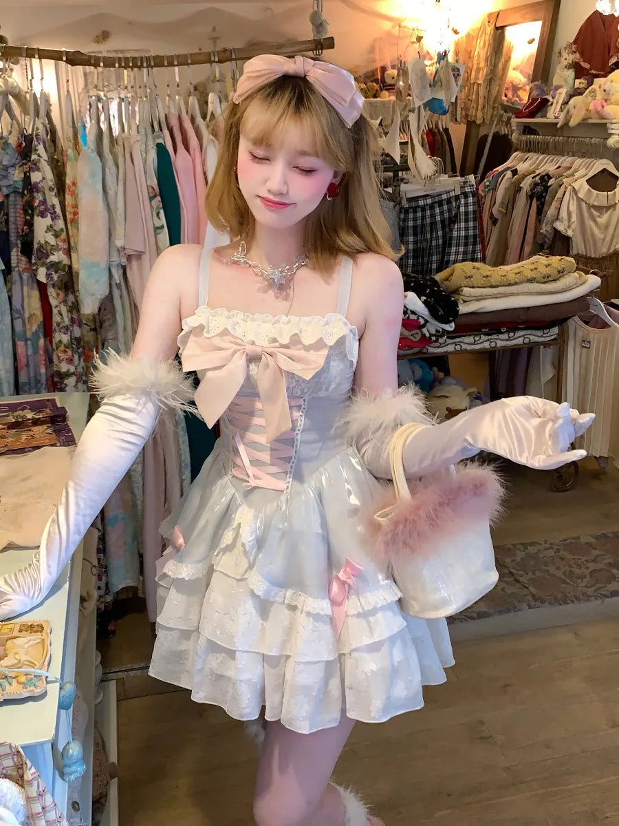 Pink and white soft girl cute fairy dress