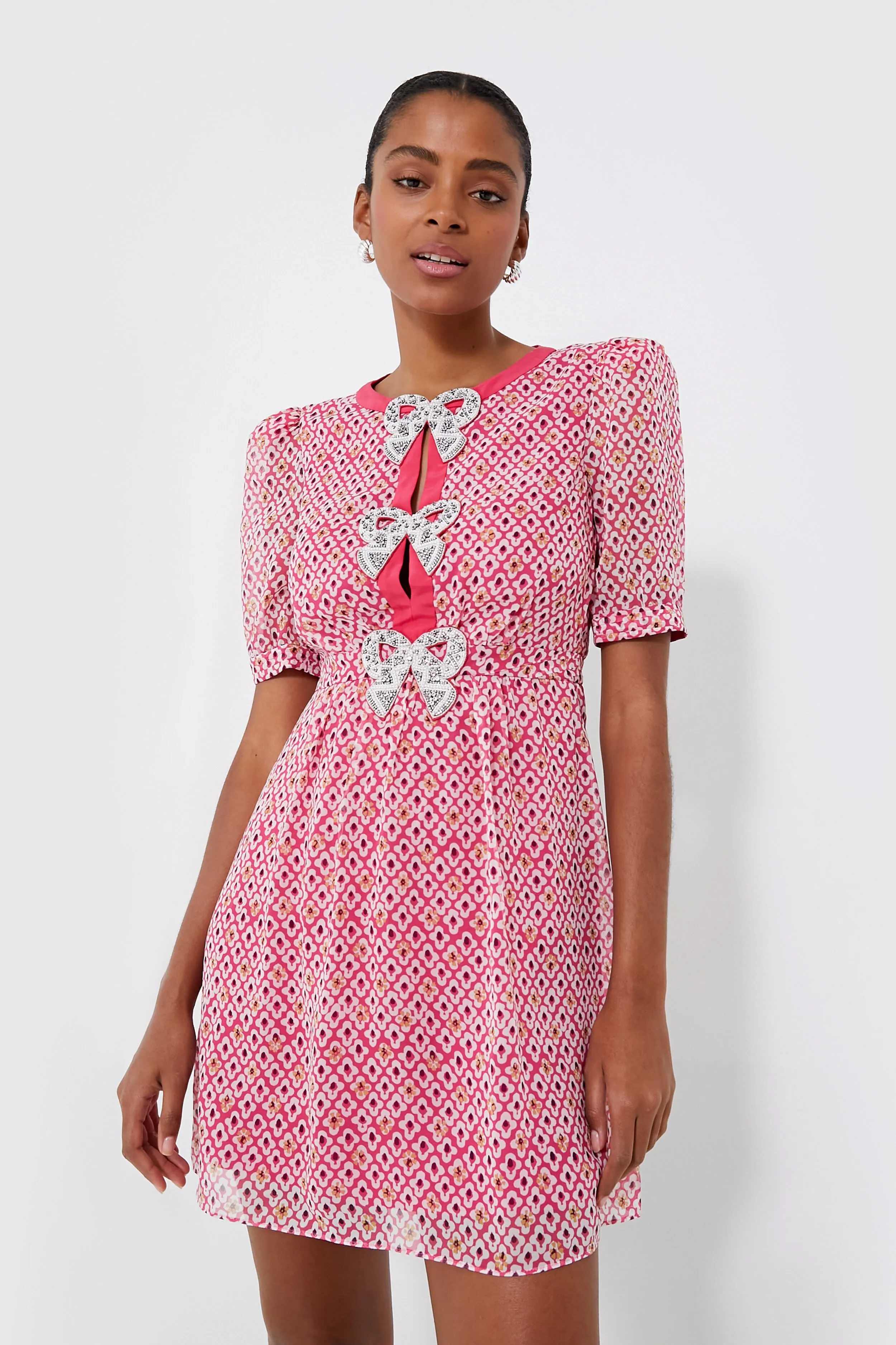 Pink Indian Block Jamie Short Dress