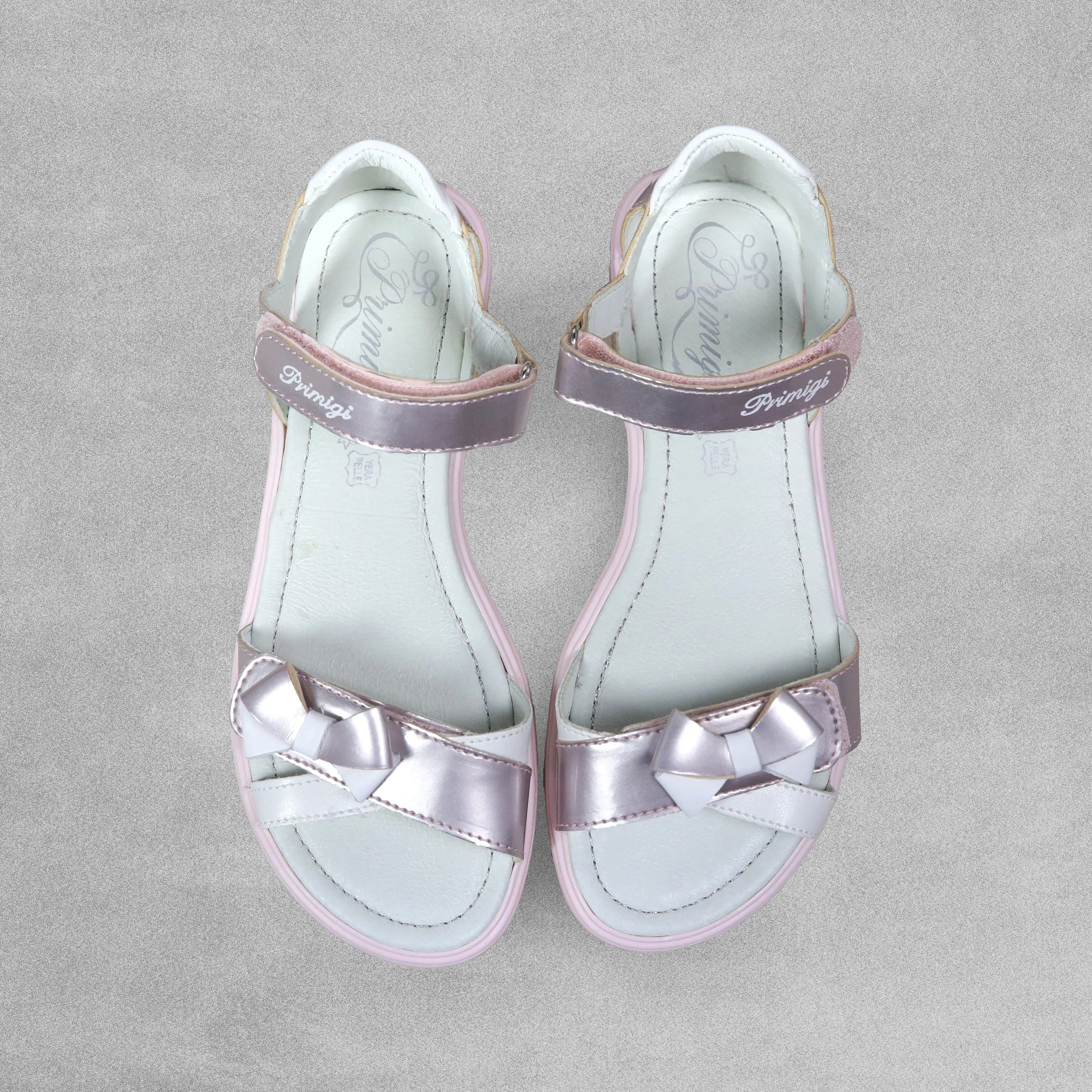 'Primigi' Girls Pale Pink Metallic Sandals with Velcro Strap - UK Size 2.5 / EU 35