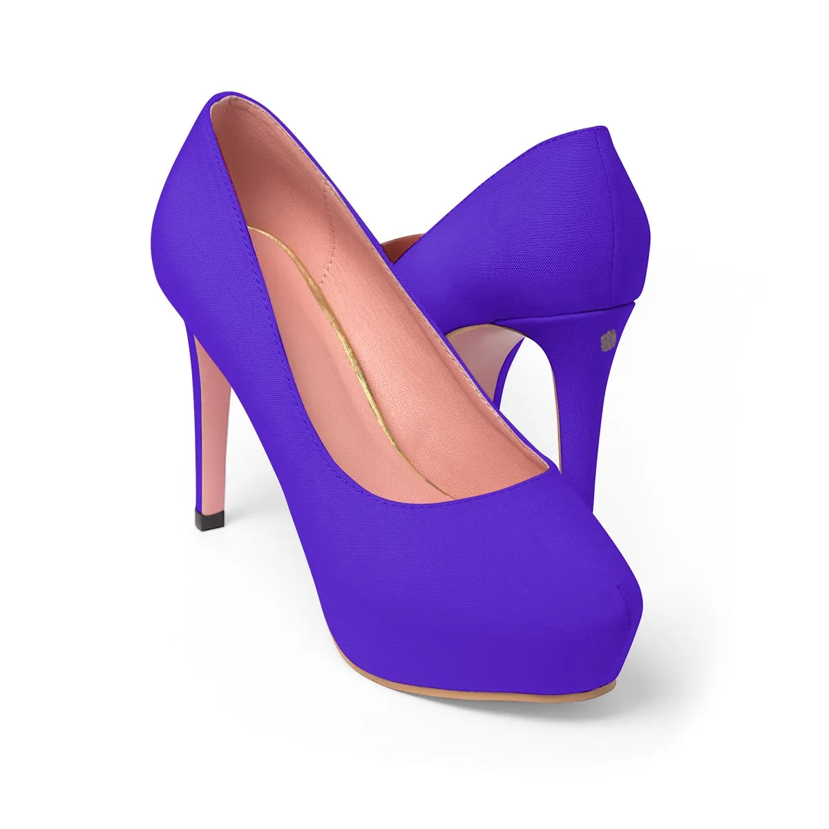 Purple Solid Color Print Luxury Premium Quality Women's Platform Heels (US Size: 5-11)