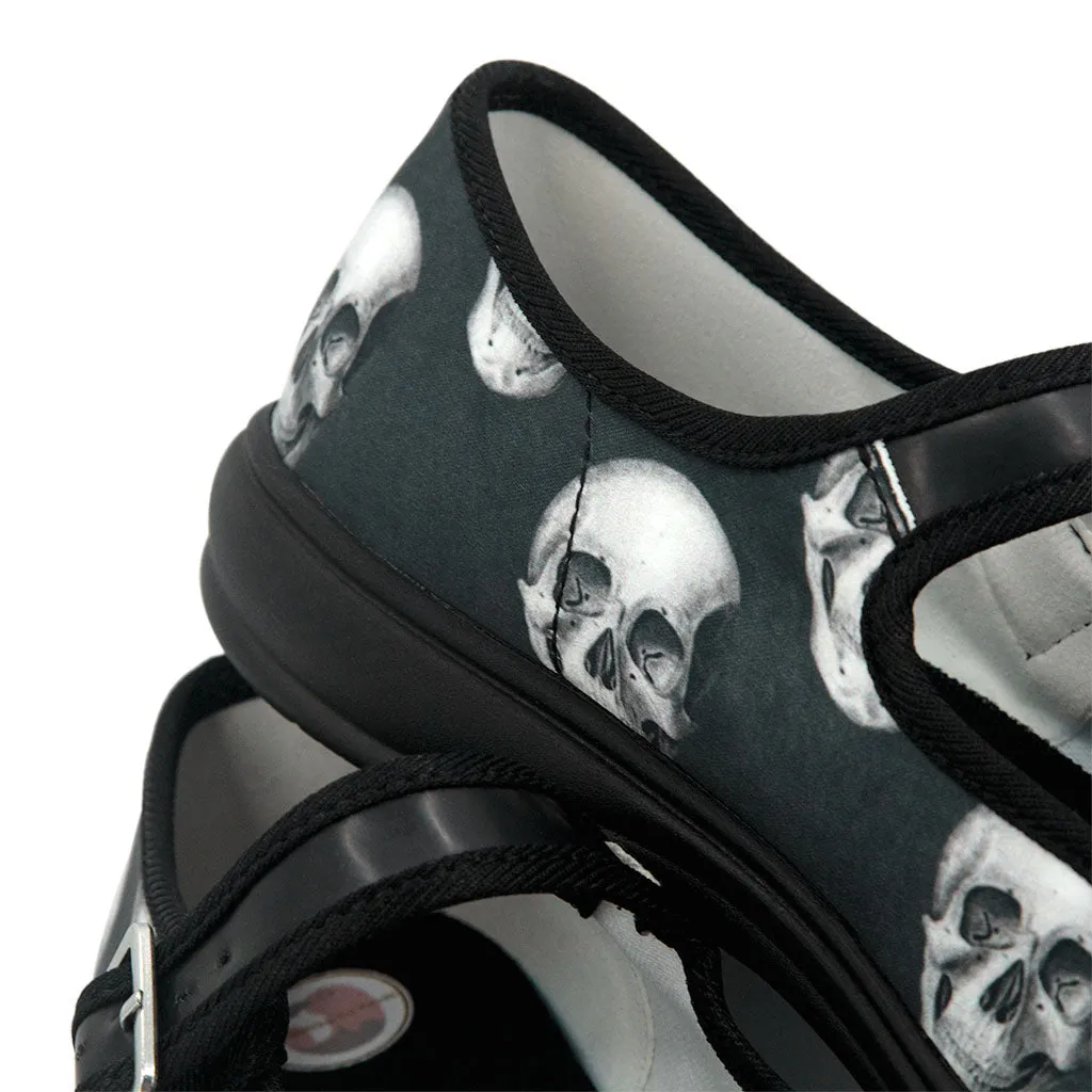 Realistic Skull Satin Mary Jane Flats