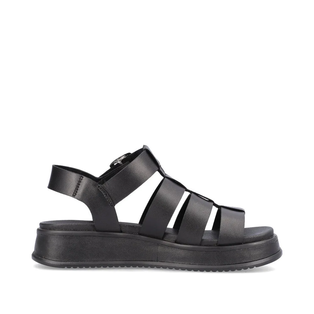 Rieker W080400 Womens Black Strappy Chunky Sandal