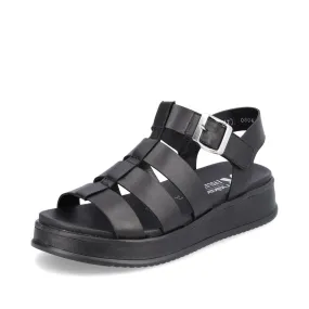 Rieker W080400 Womens Black Strappy Chunky Sandal