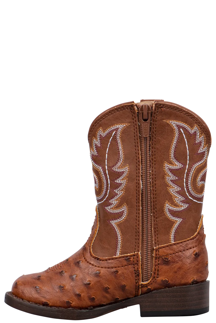 Roper Tan Faux Ostrich Toddler Boots