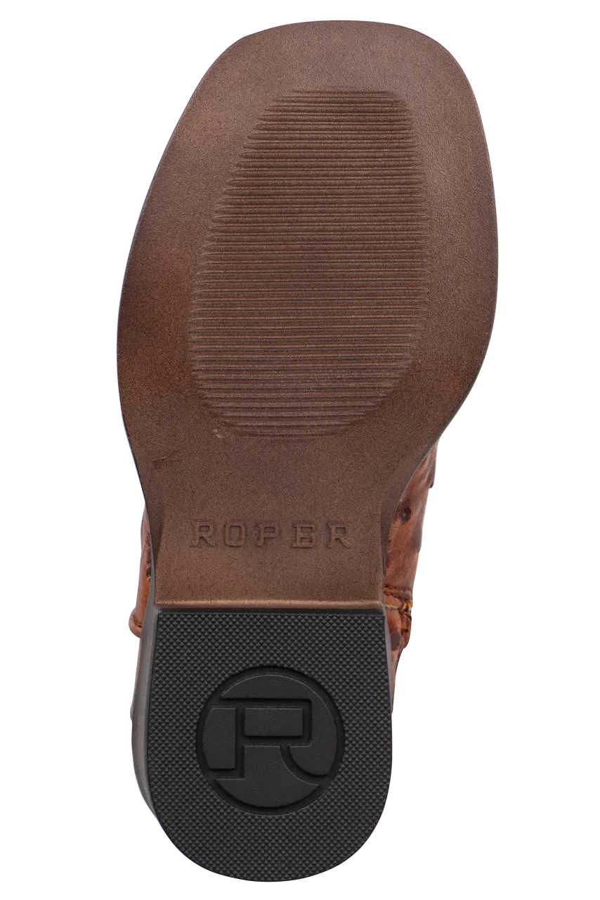 Roper Tan Faux Ostrich Toddler Boots