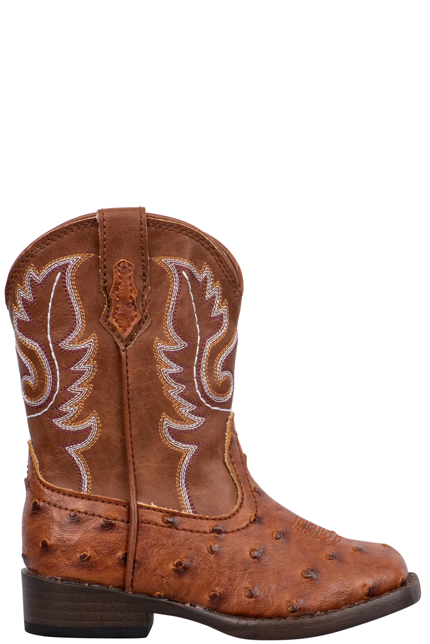 Roper Tan Faux Ostrich Toddler Boots